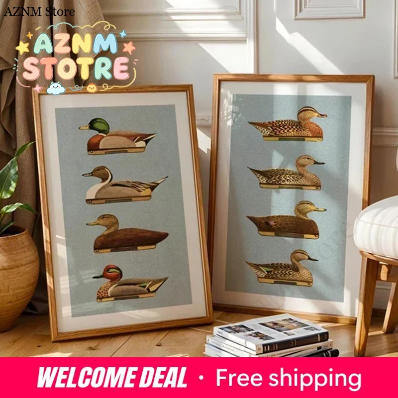 Hunting Outdoor Decor - Retro eendenprints buitenkunst eendenlokvogel posters buitenachtige
