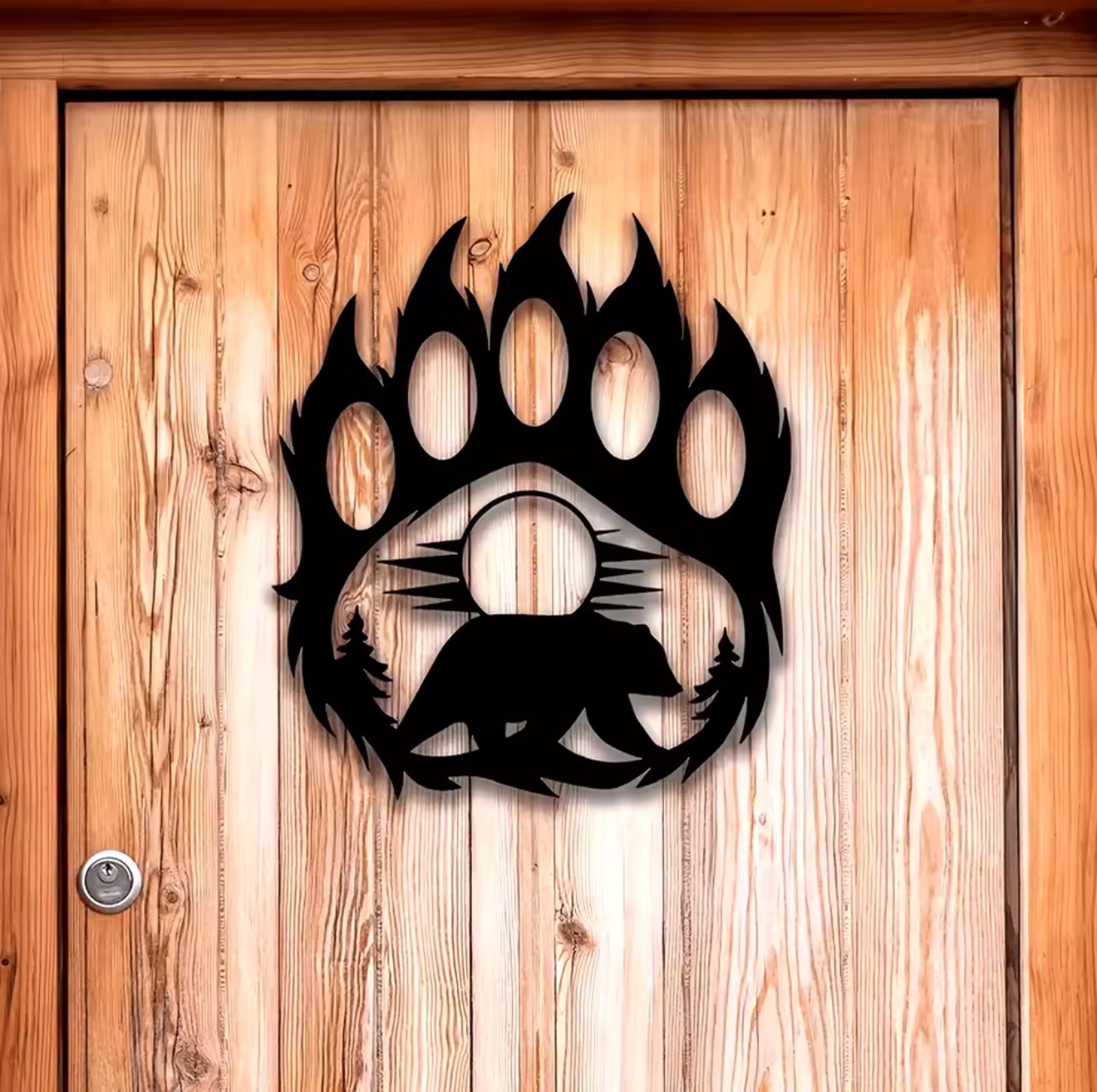 Hunting Outdoor Decor - Rustieke metalen berenpoot wanddecoratie voor binnen/buiten,